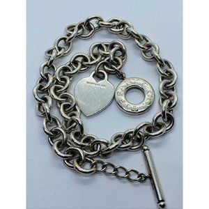 Tiffany & Co Sterling Silver Toggle Heart Tag Blank Heart Necklace 15.75"